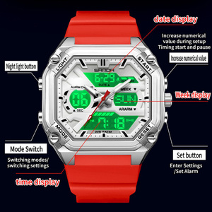 Montre-bracelet numérique multifonctionnelle Sanda 6325 pour adolescents, étanche, lumineuse, avec alarme, montre de sport électronique - Product Image 2