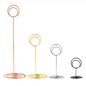 Metalen Nummer Prijskaartje Display Goud Metalen Desktop Berichtkaart Tabel Naam Kaart Clip Stand