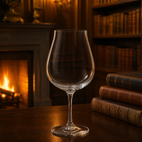 Verre à vin rouge en cristal minimaliste japonais ultra-fin fait à la main en bois