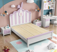 Coolsa — lit en bois massif pour enfants filles, filet de princesse rose, lapin rouge, simple, pour adolescentes, stocks en gros