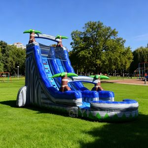 Toboggan aquatique commercial, toboggan de piscine d'été, bleu classique, toboggan aquatique gonflable pour enfants - Product Image 1