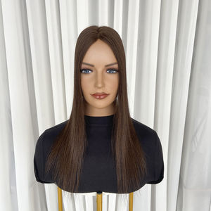 Topper de Cabello Humano Mono 3X5.5 con PU, Cabello Virgen Remy Ruso con Cutícula Alineada, Pieza de Topper de Cabello Mono PU # 1C - Product Image 4