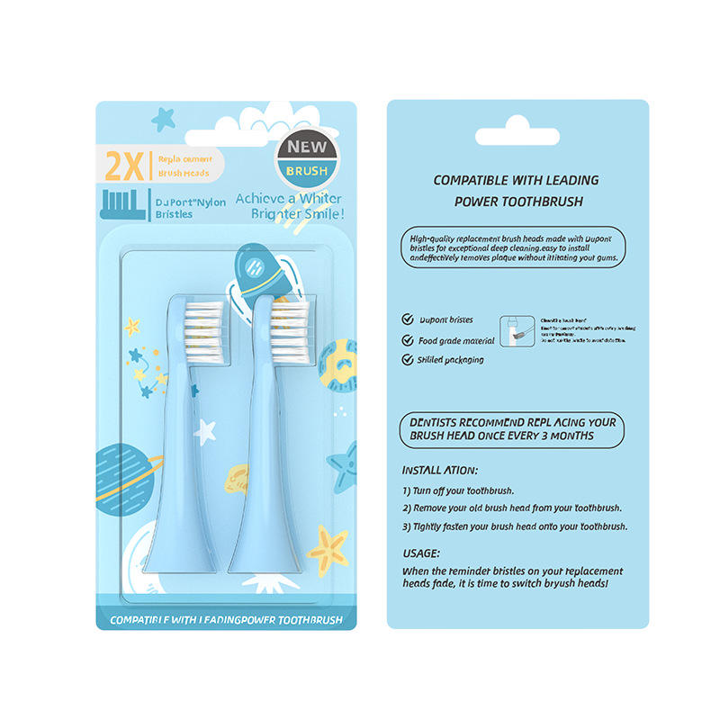 Têtes de brosse pour enfants - bleu - paquet de 2