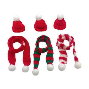 <b>Mini</b> Christmas Knit Hat and Scarf, Santa Knit Hat Scarf Christmas Tree Ornaments Christmas Hat Scarf Cup <b>Bottle</b> - Product Image 6