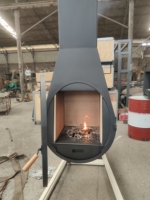 Nouveau produit d'usine : Cheminée suspendue en acier carbone noir mat avec porte en verre pour salon