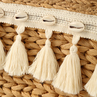 Sacs de plage tissés à la main en paille naturelle de haute qualité avec franges à pompons pour les vacances d'été et le shopping