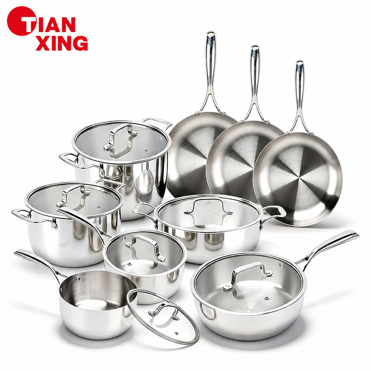 TIANXING Dishwasher & Oven Safe Germany Cookware Sets Triply Stainless Steel Casserole Set Luxury Pots For Cooking High Quality · image 1