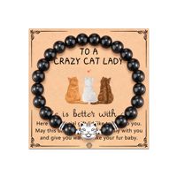 Bracelet à breloques chat Orange à la mode pour femmes poudre de pierre naturelle tigre tacheté chat zèbre pierre chat mode mode Bracelets perlés