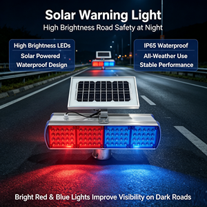 Luces <span class=keywords><strong>de</strong></span> Señalización <span class=keywords><strong>de</strong></span> Tráfico Solares <span class=keywords><strong>de</strong></span> Cuatro Lados Rojas y Azules, Luces Estroboscópicas <span class=keywords><strong>de</strong></span> Advertencia, LED con Carcasa <span class=keywords><strong>de</strong></span> Aluminio, Luces Intermitentes <span class=keywords><strong>de</strong></span> Mantenimiento - Product Image 1