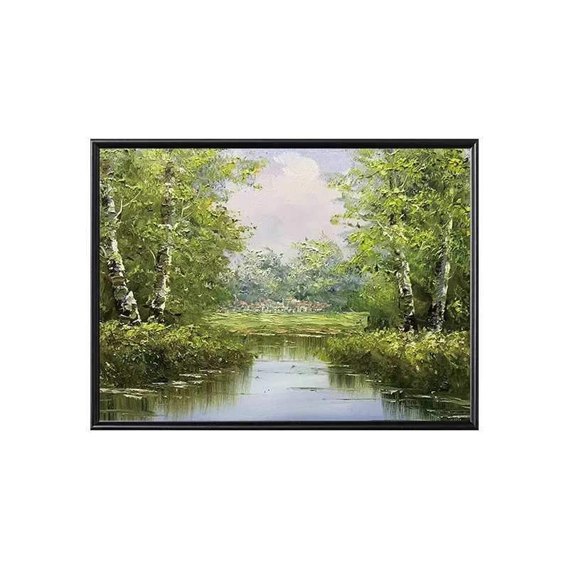 Handmade Painted Full Of Life Oil Wall Arts 40*50cm Impressive Tropical Rain Forest Landscape Painting For Office Decor