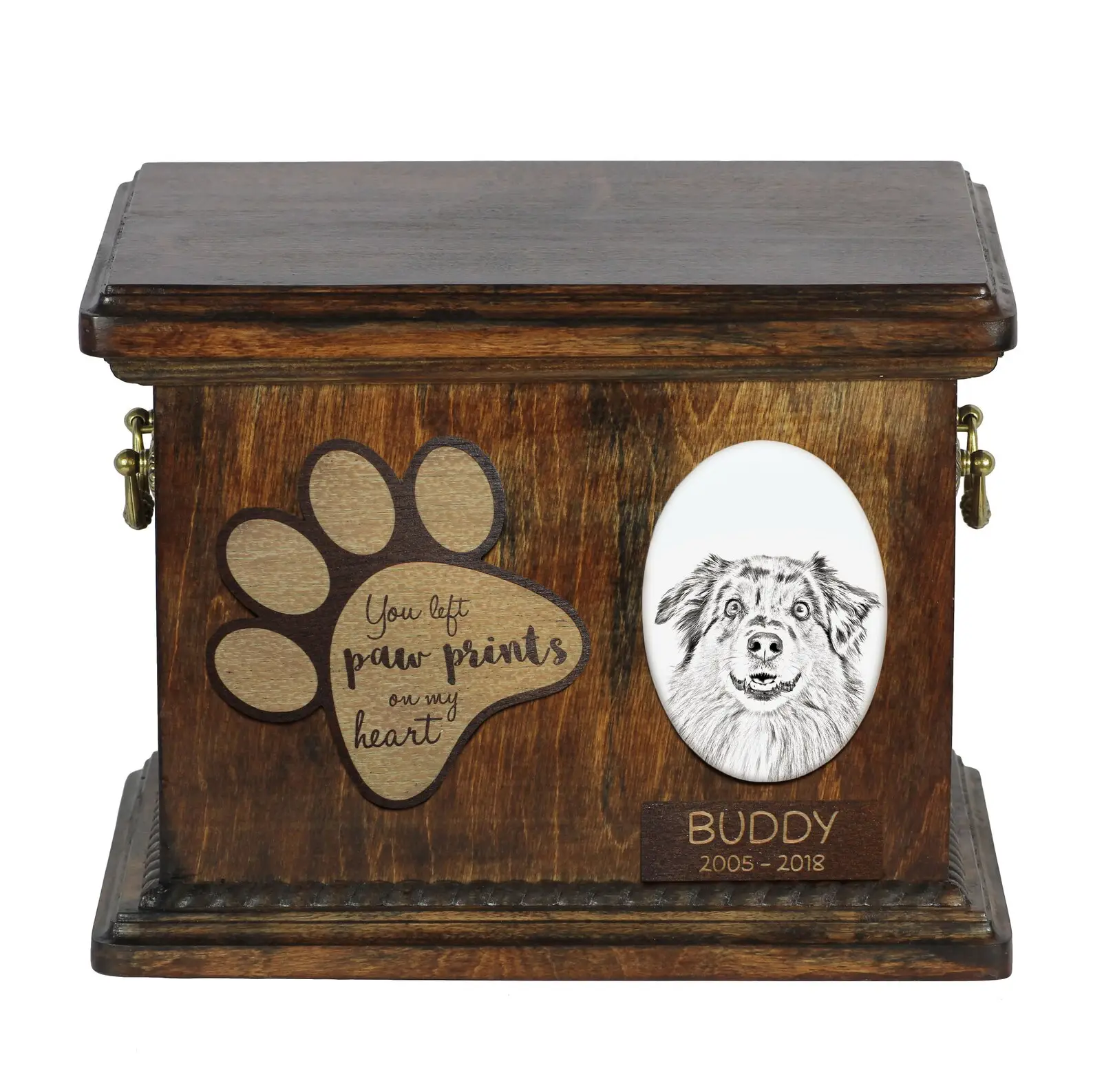 猫の犬の灰箱/大人の壷のためのカスタム装飾的な固体木製ペットの壷