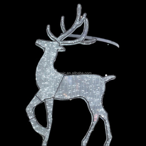 Juego de <span class=keywords><strong>Reno</strong></span> y Trineo 3D Preiluminado, Escultura Decorativa Iluminada para Jardín Exterior Navideña Brillante - Product Image 3