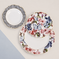Service de table en porcelaine fine GXKC, motif floral royal de luxe, en céramique, avec décoration sous glaçure