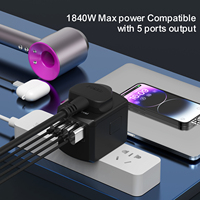 Adaptateur de voyage Wontravel 1840W avec prise secteur 4.5A, double port USB et port Type-C pour ordinateur portable, appareil photo et écouteurs - Chargeur mural universel