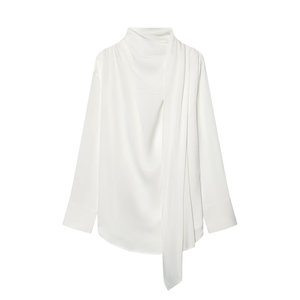PB&ZA Donna 2026 Primavera Nuova Moda Camicette Monocolore <span class=keywords><strong>con</strong></span> Laccetti Vintage a Maniche Lunghe <span class=keywords><strong>con</strong></span> Bottoni Camicie Femminili Blusas Top Chic - Product Image 6