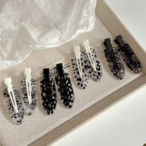 QianJin, logotipo personalizado, venta al por mayor, pinzas para el cabello acrílicas, pasadores florales de leopardo a la moda para mujer, accesorios para el cabello - Product Image 2