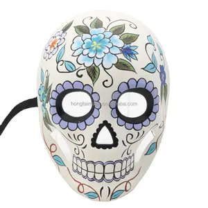 Wholesale Plastic Hand Painted Party Mask in Day of the Dead Style DIY Skull Masks Dia De Los Muertos DOD Mask with flowers