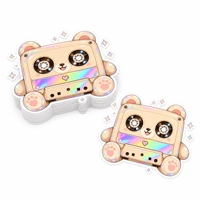 Pack d'autocollants Kawaii personnalisés en vinyle holographique brillant découpé, thème cassette rétro, disquette, CD, pour bouteille d'eau, ordinateur portable, coque de téléphone