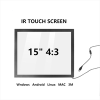 Écran tactile multipoint infrarouge 15 pouces 4:3 avec interface USB et verre anti-reflet pour kiosques - Nouveau