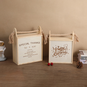 Factory Outlet Natural Color Custom Sliding Lid Wedding <strong>Gift</strong> <strong>Large</strong> Wood <strong>Gift</strong> <strong>Box</strong> With Hemp Rope Handle Wooden <strong>Gift</strong> <strong>Box</strong> - Product Image 4
