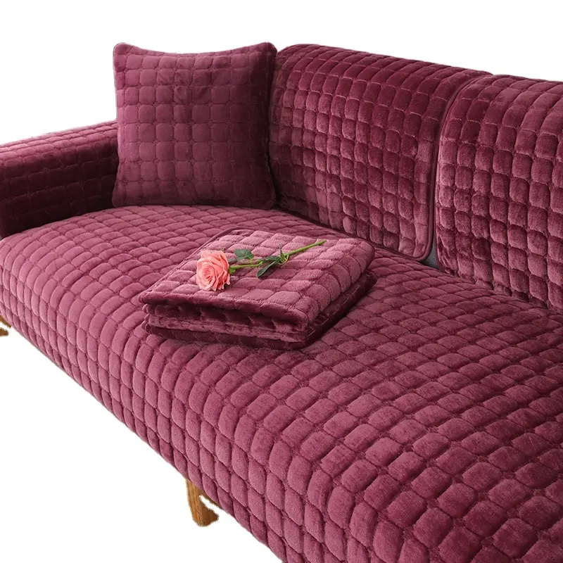 Bộ Bọc Ghế Sofa Vải Flanen Màu Xám Thêu Chần Hợp Thời Trang Châu Âu Với Cuộn 70Cm Kích Thước 70X70 70X150 70X200 70X250 70X300Cm