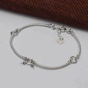 S925 <b>Silver</b> DIY <b>Pearl</b> Jewelry Accessories Cute Style Fancy Coarse Double Bead <b>Bracelet</b> with Empty Tray Hand Inlaid 542 - Product Image 1