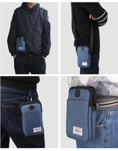 Borsa a tracolla per cellulare <span class=keywords><strong>blu</strong></span> da <span class=keywords><strong>uomo</strong></span> con foro per cuffie, resistente, Oxford, passaporto EDC, - Product Image 2