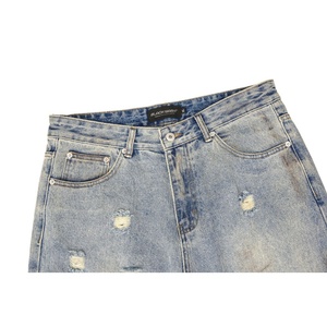 Pantaloni in Denim lavati Vintage all'ingrosso con fori strappati pantaloni larghi di alta moda Casual da donna e <span class=keywords><strong>Jeans</strong></span> da ragazzo - Product Image 4