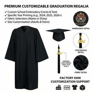 Ensemble Robe de Cérémonie, Toque et Pompon de Remise de Diplôme sur Mesure 2026 – 100% Polyester Finition Mate pour Cérémonies Scolaires – Personnalisable - Product Image 1