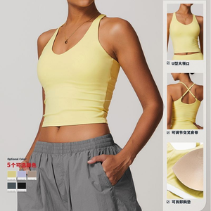 Nuevo Top de Yoga Lulu con Espalda Cruzada para <span class=keywords><strong>Mujer</strong></span>, Ajustado y Cepillado, Ropa Interior Deportiva para Fitness al Aire Libre - Product Image 4