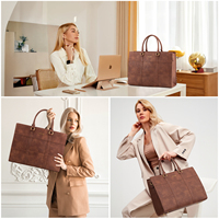 LOVEVOOK Sacs à Main Fourre-tout Mode pour Femmes 15,6 Pouces, en Cuir PU Vintage, pour Ordinateur Portable, Travail, Affaires, École, Bureau - Lot de 2 Pièces