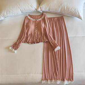 <span class=keywords><strong>Pigiama</strong></span> donna pantaloni lunghi manica lunga due set di lusso primavera e autunno con petto pad puro vento abbigliamento domestico - Product Image 3