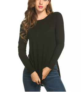 Offre Spéciale T-<span class=keywords><strong>shirt</strong></span> à manches longues pour femmes Design décontracté élégant avec décoration brodée Teint uni de haute qualité - Product Image 1
