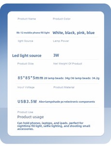 Aro de Luz con Clip, Aro de Luz Selfie Recargable Lulin con 38 LED para Teléfono, Portátil, Tableta (<span class=keywords><strong>3</strong></span> Modelos, 4 Niveles de Brillo) - Product Image 2