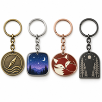 Porte-clés en métal rond personnalisé avec image de paysage, logo sur mesure, vente en gros, cadeau souvenir, fabricant OEM ODM en gros