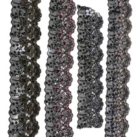 Ruban en tulle 3D de luxe, écologique, orné de sequins floraux et de perles, garniture perlée
