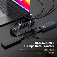 FIDECO Nouveau design usb3.2 10Gbps vitesse rapide 7 ports type A type C hub avec port d'alimentation