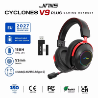 Nouveauté, casque de jeu Hi-Fi JINMS V9 Plus, batterie remplaçable, casque sans fil RGB avec micro omnidirectionnel, OEM
