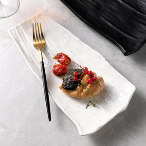 YAYU nueva piedra textura Plote porcelana vajilla negro blanco platos conjuntos cerámica <span class=keywords><strong>gres</strong></span> plato piedra <span class=keywords><strong>roca</strong></span> diseño postre bandeja - Product Image 1