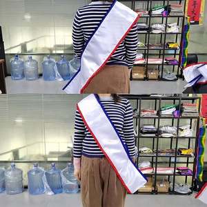 Banda Publicitaria de Verano Miss Americana de Poliéster Personalizada de Alta Calidad con Estampado por Sublimación y Volantes Rojos y Azules - Product Image 6