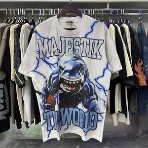 เสื้อยืดแขนสั้นทรงหลวม คอกลม สไตล์ฮิปสเตอร์ ลายปั๊มร้อน สำหรับผู้ชายและผู้หญิง - Product Image 5