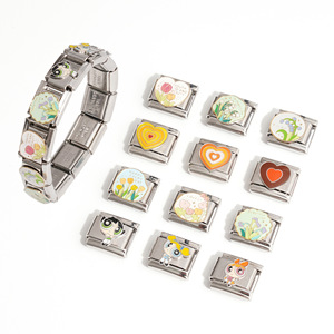 Pulsera Modular de Acero Inoxidable Italiano con Dijes de Dibujos Animados, Joyería Unisex, Accesorio de Moda DIY - Product Image 1