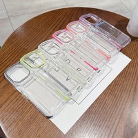 3 en 1 Porte-carte Transparent Coloré Bord Téléphone étui pour IPhone 16 Pro Mobile Téléphone Accessoires pour iphone 16 15 14 13