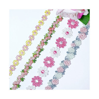 LEIXUSI Bordure en dentelle florale multicolore de 2 cm, brodée pour enfants, accessoires faits main de style victorien, vente en gros
