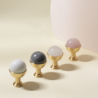 Poignées de meubles en laiton de luxe boule de cristal de roche en marbre naturel poignée de tiroir de porte d'armoire pour commodes Villas en plein air