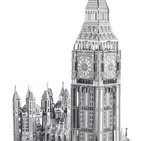 Piececool Big Ben 3D Metal Yapboz UV Baskılı Modern DIY Montaj Mimarisi Modeli Sergileme Koleksiyonluk Hediye Yetişkinler ve Çocuklar için