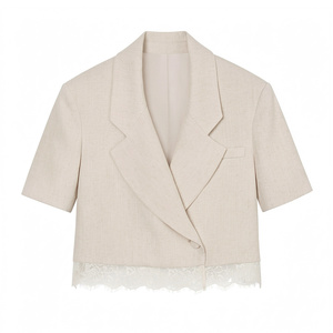 TAOP&ZA 2026夏季女式短袖领子拼接下摆短袖西装外套 2783733 2708733 - Product Image 1
