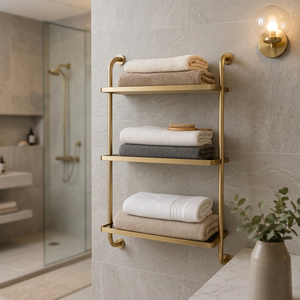 Modern Luxury Wall Mounted <b>Towel</b> <b>Rack</b> Three Layer Stainless Steel Bathroom Storage Holder Rectangle Rust Proof Design - Product Image 1