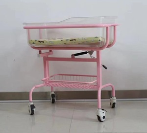 Chariot médical à ressort à gaz pour nourrissons 0-12 mois °   Berceau inclinable pour bébé en ABS avec roulettes à frein silencieux et panier de rangement - Product Image 3