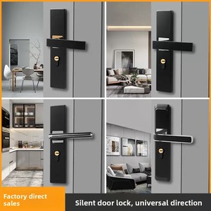 Manija de Puerta Moderna de Aluminio Estilo Continental con Placa Antirrobo y Cerradura Silenciosa para Puerta Interior, Herraje de Seguridad para Dormitorio - Product Image 3